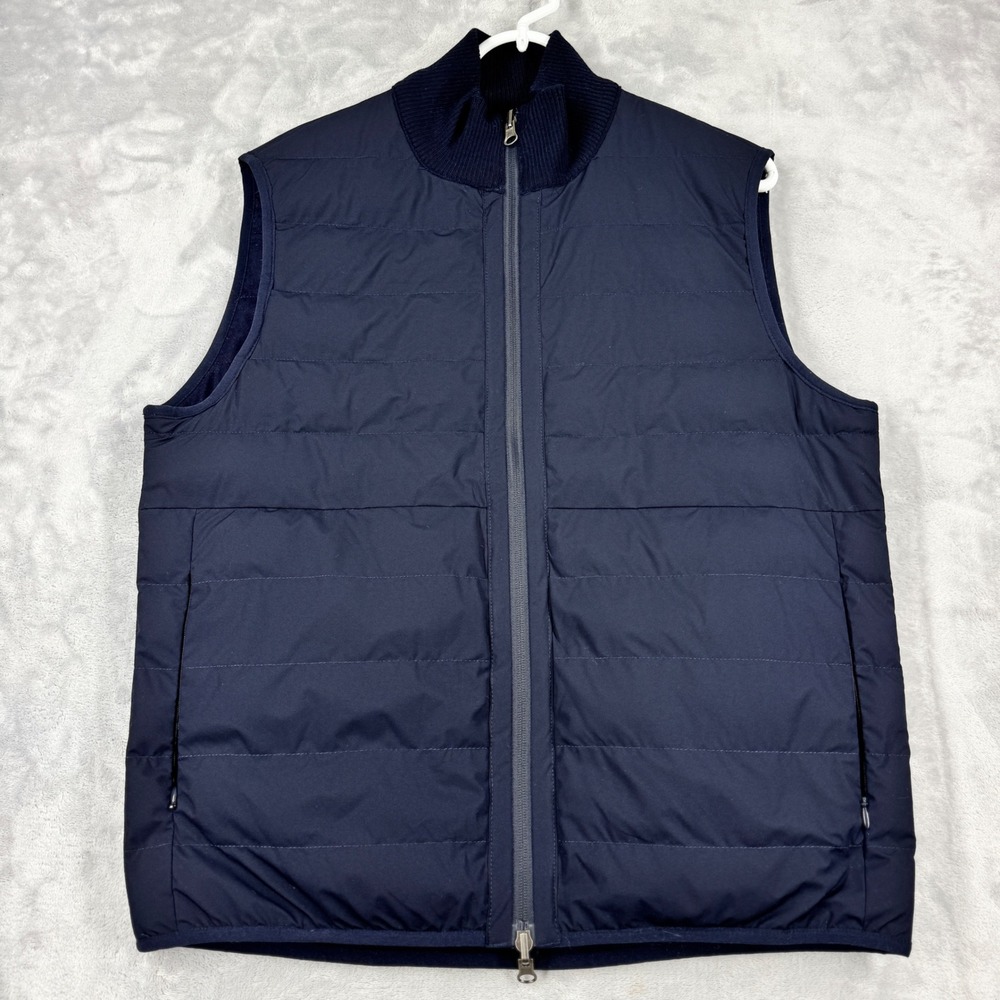 COLLARS & CO Regent Reversible Quilted Wool Vest Mens M Navy Blue Puffer‎ NWOT